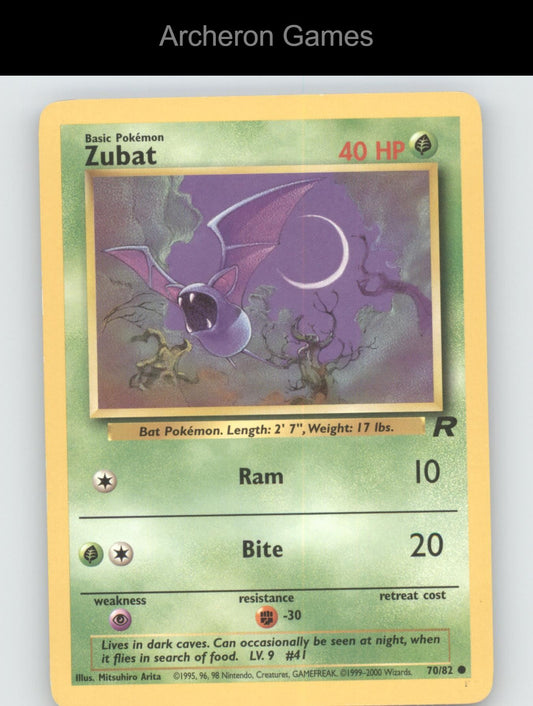 Pokemon Card Zubat TR 70/82 C Team Rocket Unlimited