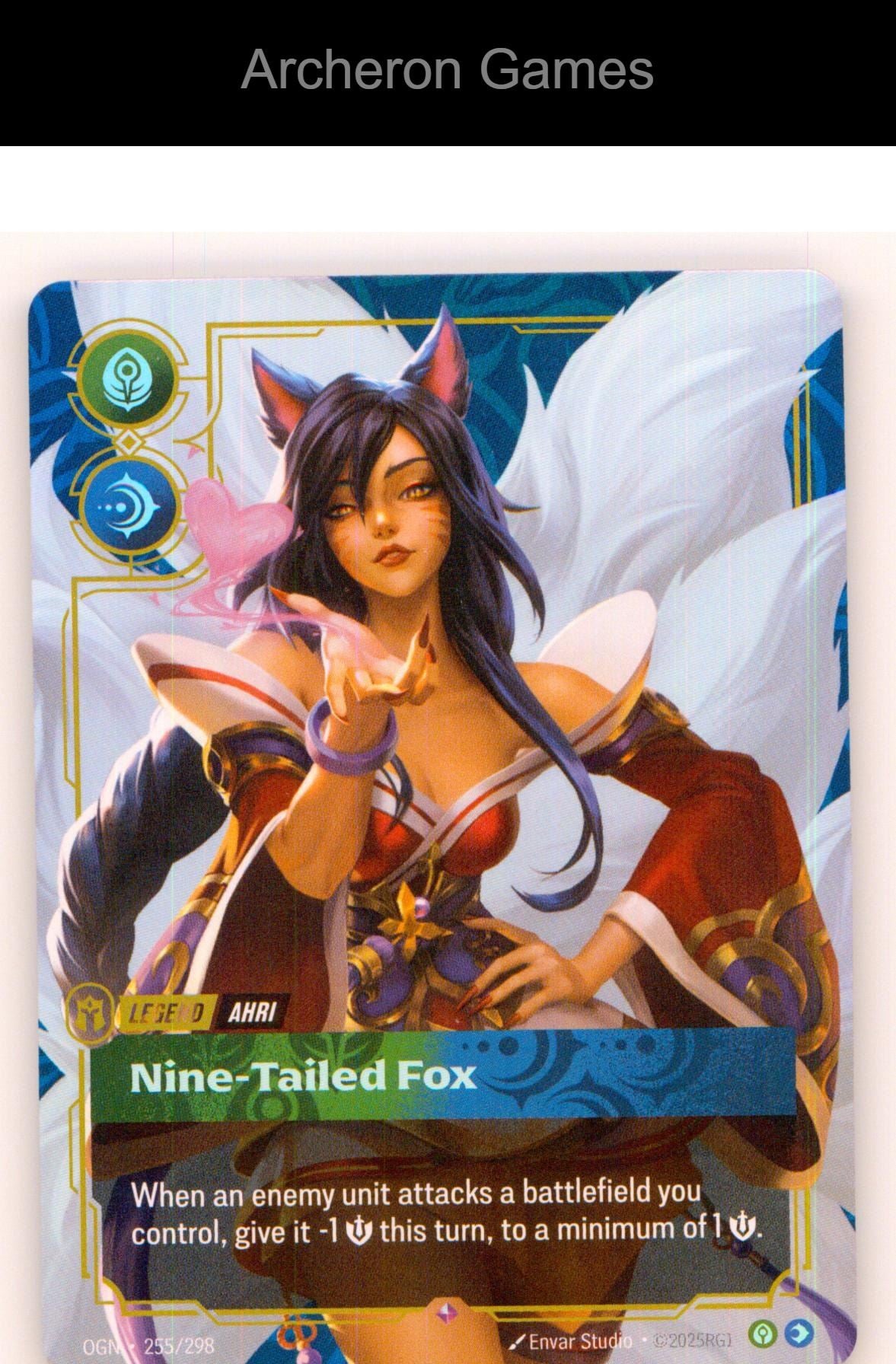 Ahri - Nine-Tailed Fox OGN 255/298 R Origins Riftbound Card