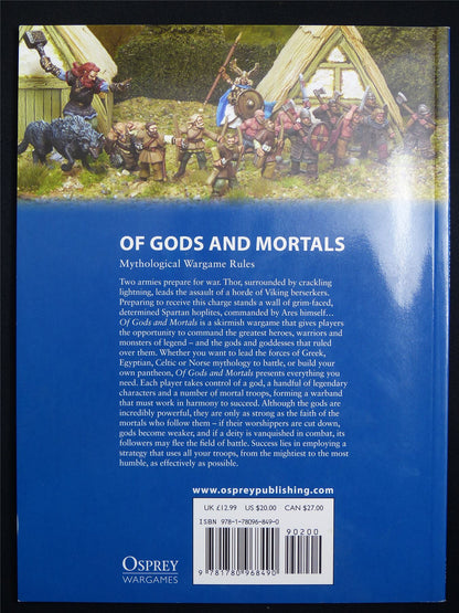 Of Gods and Mortals: Mythological Wargaming Rulebook - Osprey Wargames 5 Softback #DF