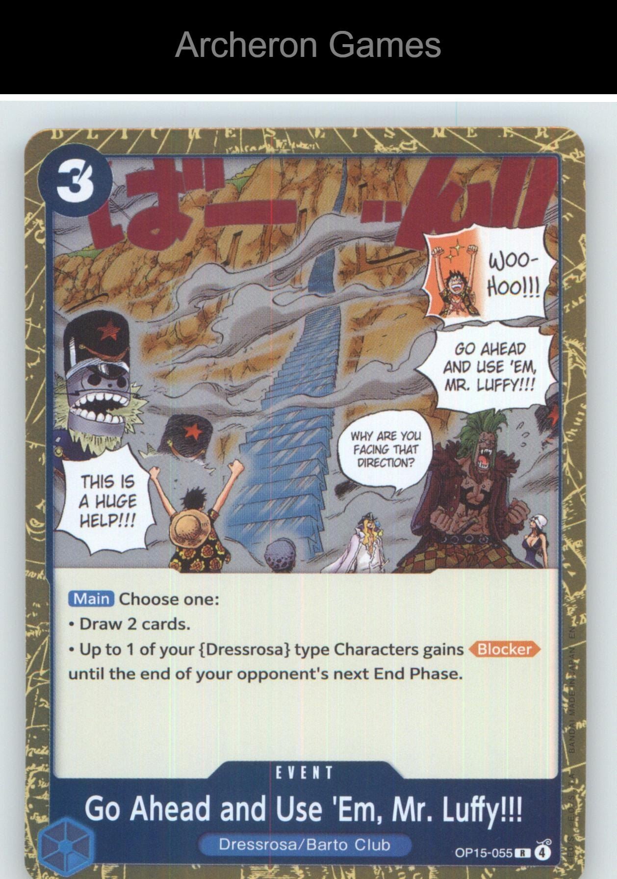 Go Ahead and Use 'Em, Mr. Luffy!!! OP15-055 One Piece Card NM/EX+ Foil