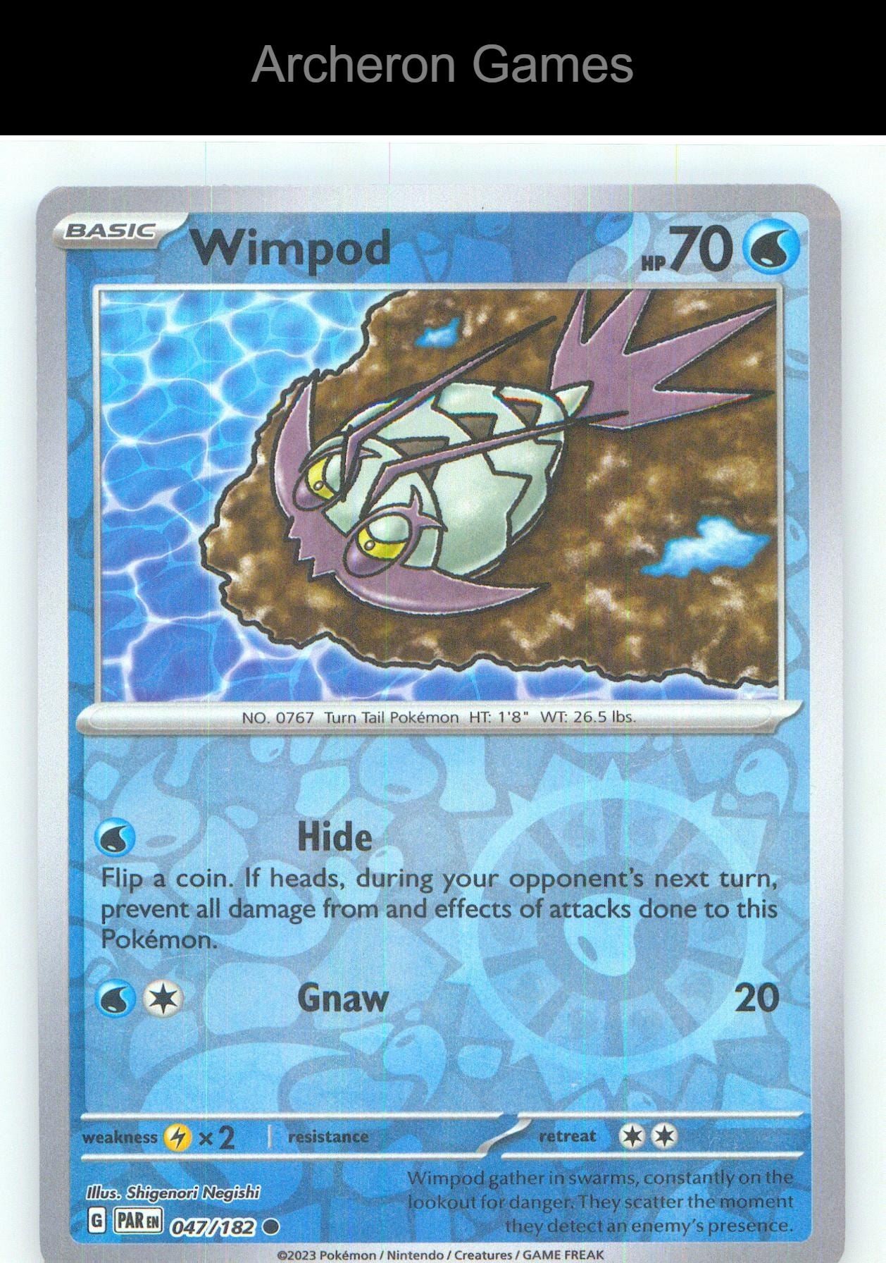 Pokemon Card Wimpod PAR 047/182 C Paradox Rift Reverse Holo