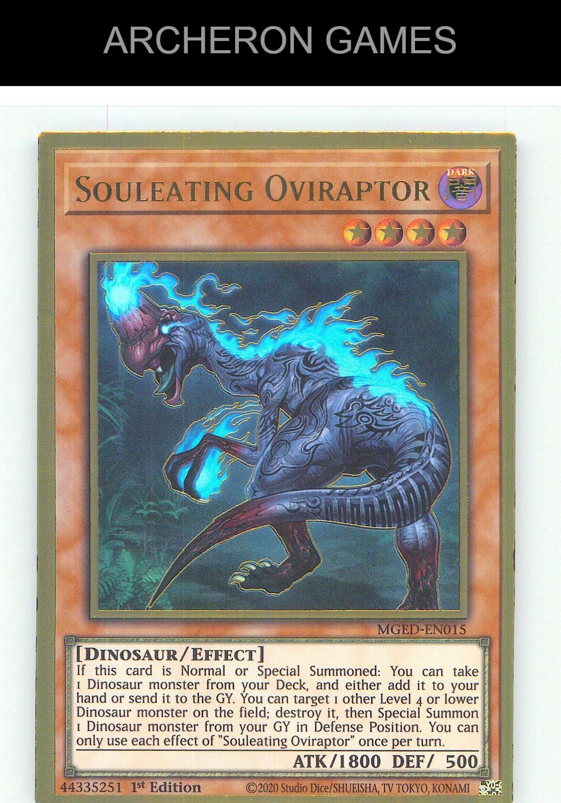 Souleating Oviraptor Premium Gold Rare YUGIOH Card 1st Edition