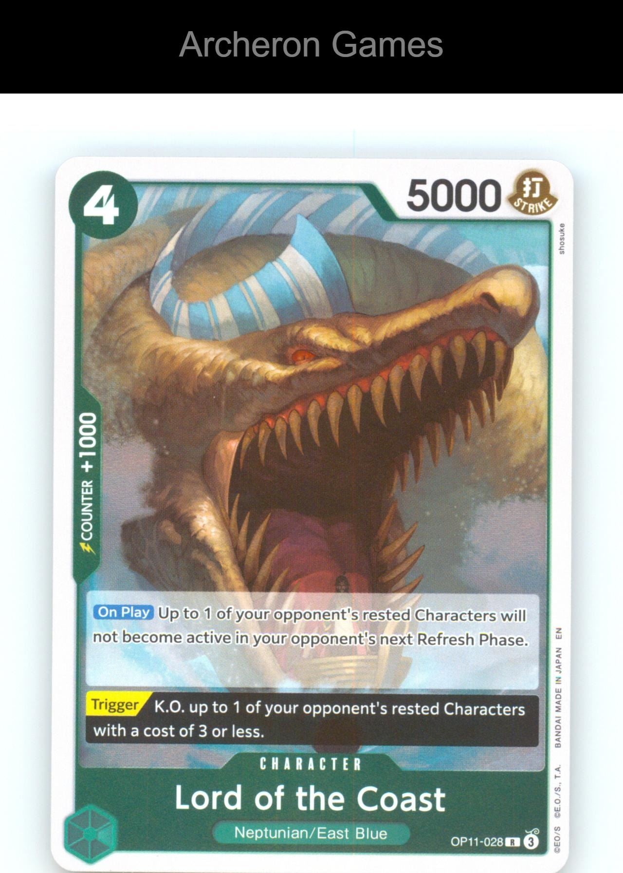 Lord of the Coast OP11-028 R One Piece Card NM/EX+ Foil