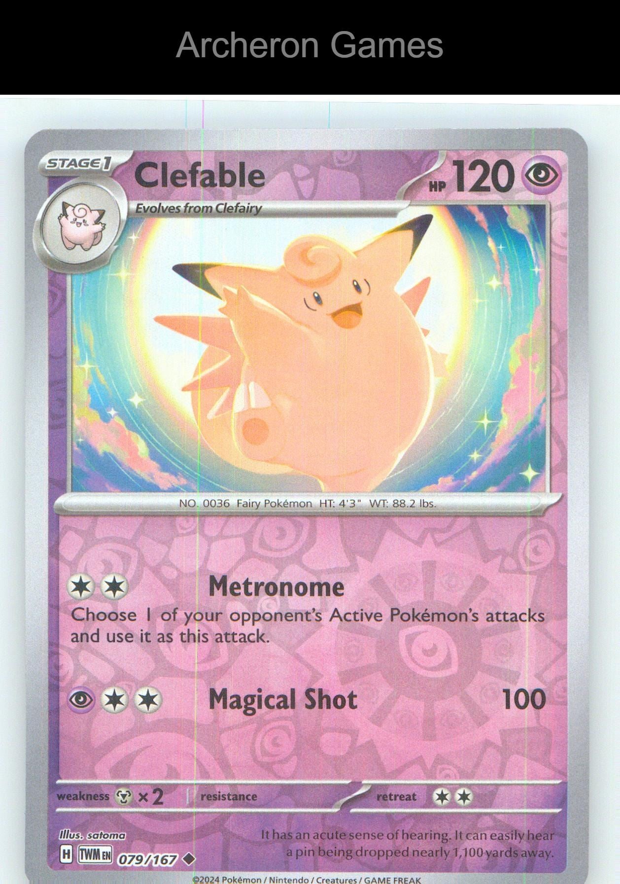 Pokemon Card Clefable TWM 079/167 UC Twilight Masquerade Reverse Holo