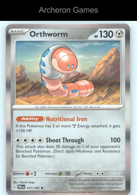 Pokemon Card Orthworm PAL 151/193 R Paldea Evolved Holo
