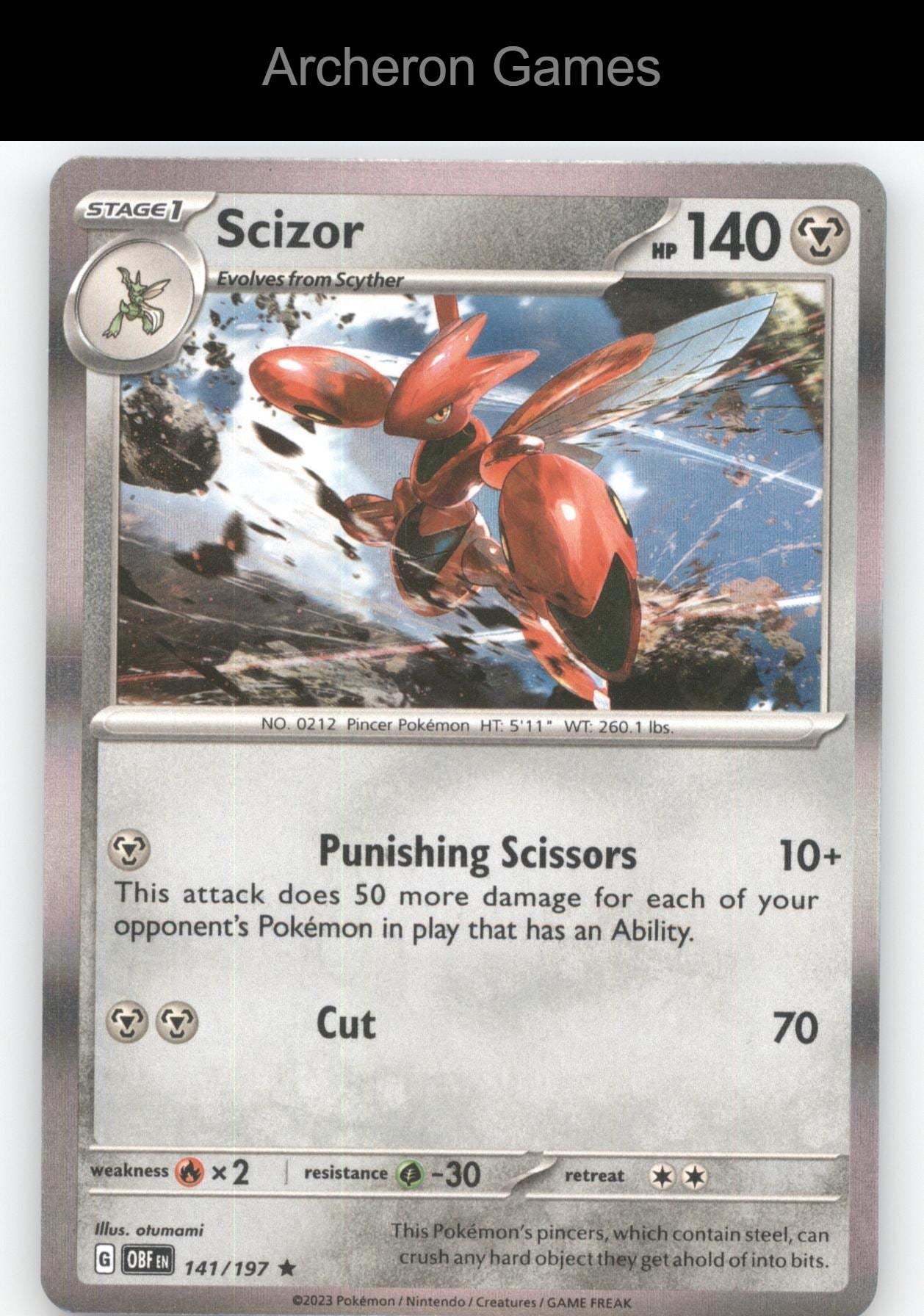 Pokemon Card Scizor (Holo) 141/197
