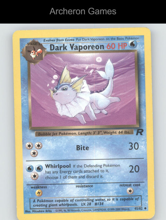 Pokemon Card Dark Vaporeon TR 45/82 UC Team Rocket Unlimited