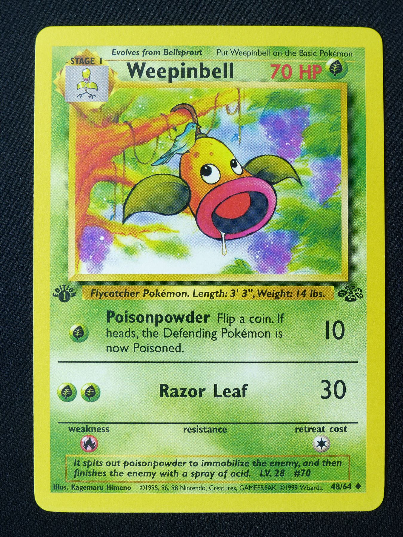 Weepinbell 48/64 1st Edition Jungle LP - Pokemon Card #HE