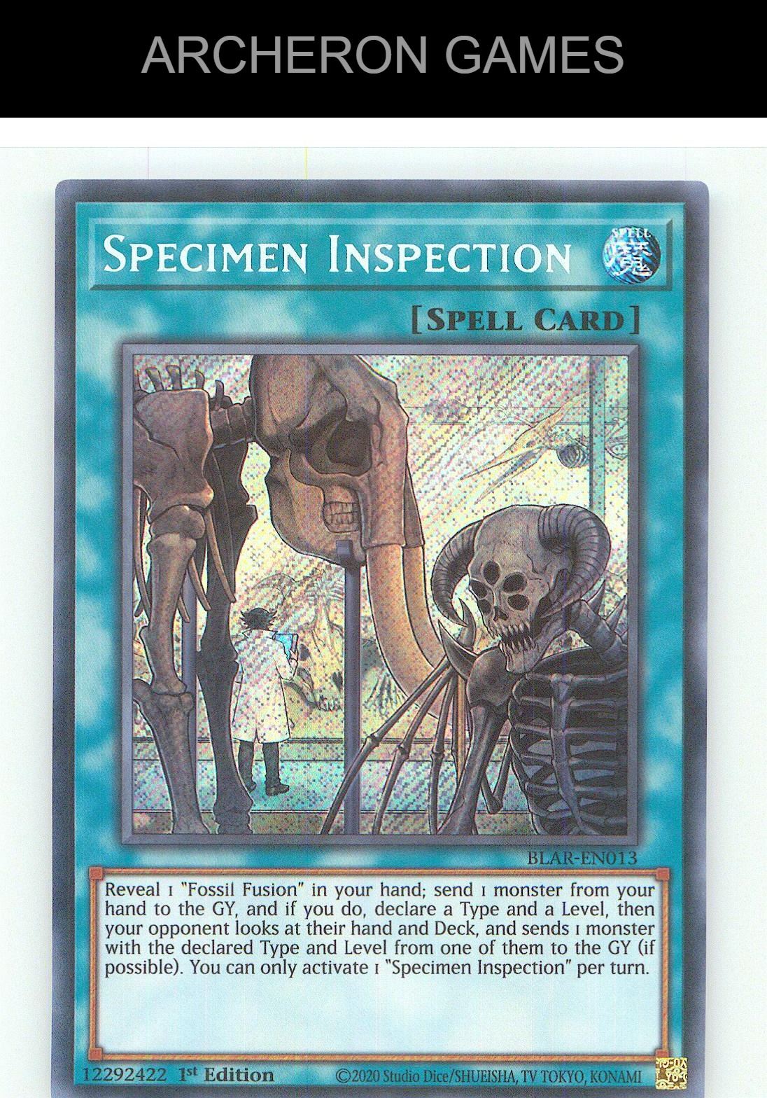 Specimen Inspection SEC YUGIOH Card 1st Edition