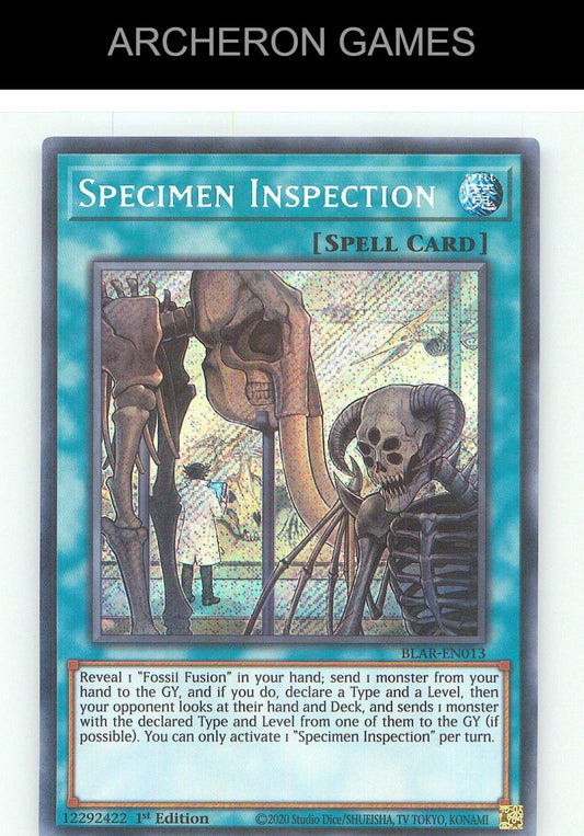 Specimen Inspection SEC YUGIOH Card 1st Edition