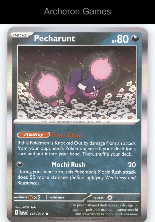 Pokemon Card Pecharunt ASC 143/217 R Ascended Heroes Holo