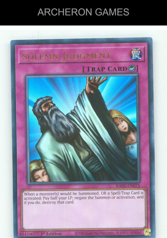 Solemn Judgment (UR) UR YUGIOH Card 1st Edition