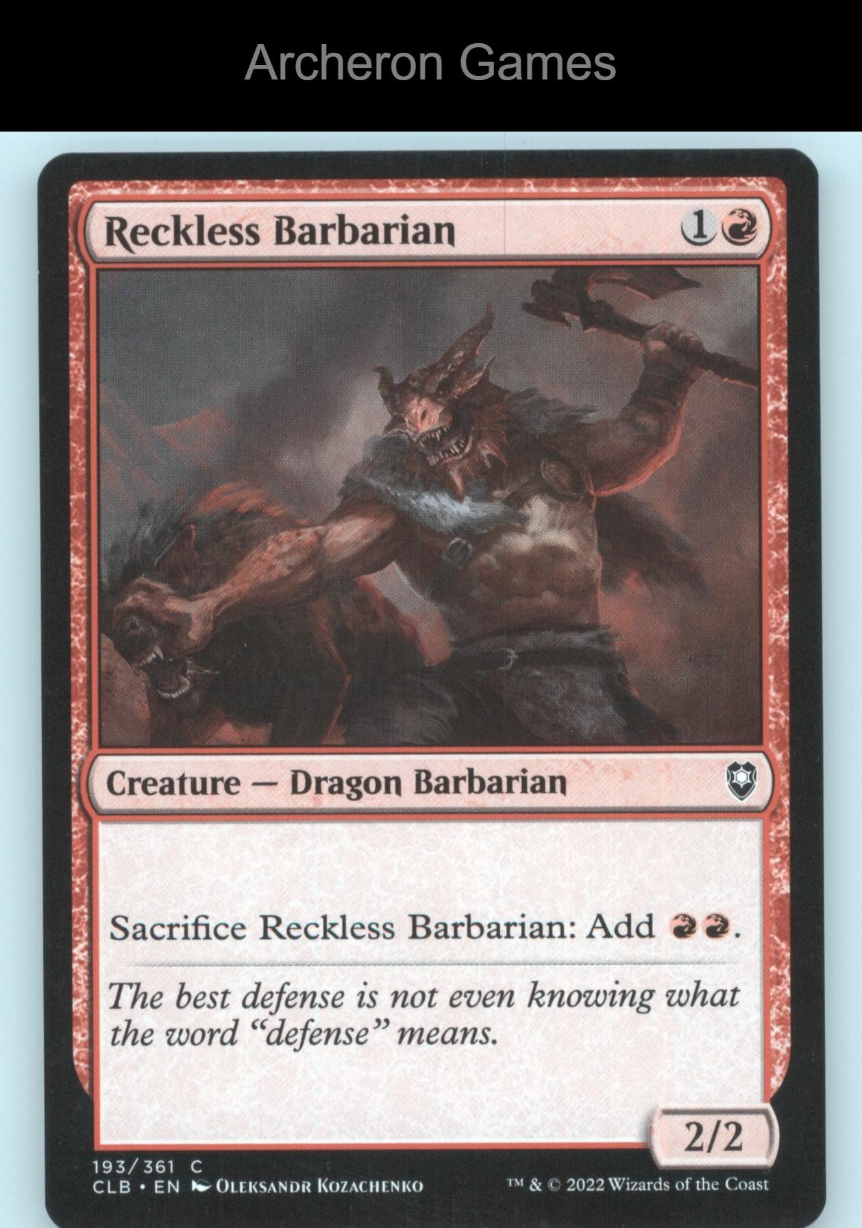 Reckless Barbarian 193/361 C MTG Card The List Reprints