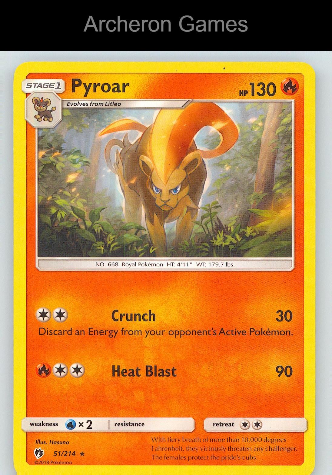 Pokemon Card Pyroar LOT 51/214 R Lost Thunder