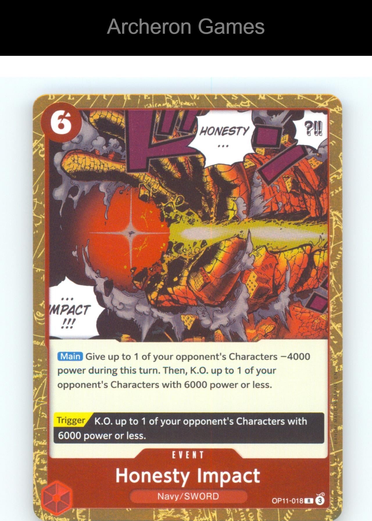 Honesty Impact OP11-018 R One Piece Card NM/EX+ Foil