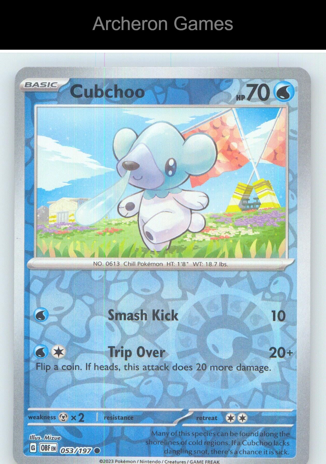 Pokemon Card Cubchoo OBF 053/197 C Obsidian Flames Reverse Holo