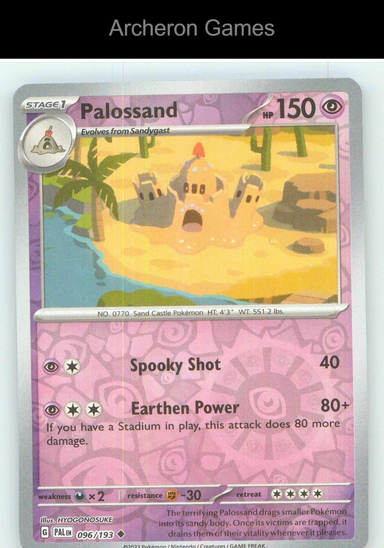 Pokemon Card Palossand PAL 096/193 UC Paldea Evolved Reverse Holo