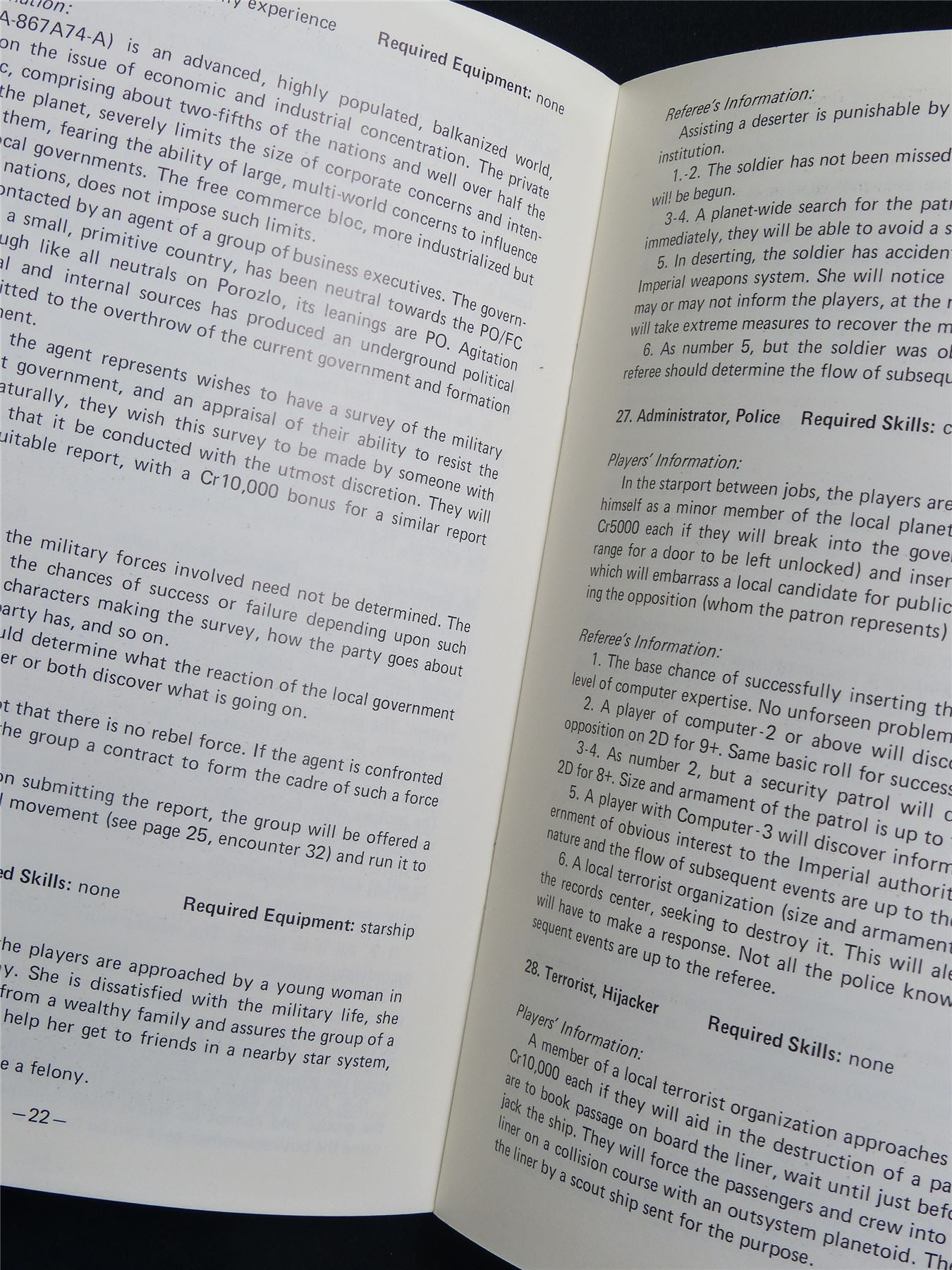 Traveller: Supplement 6: 76 Patrons - Roleplaying Booklet #2T9