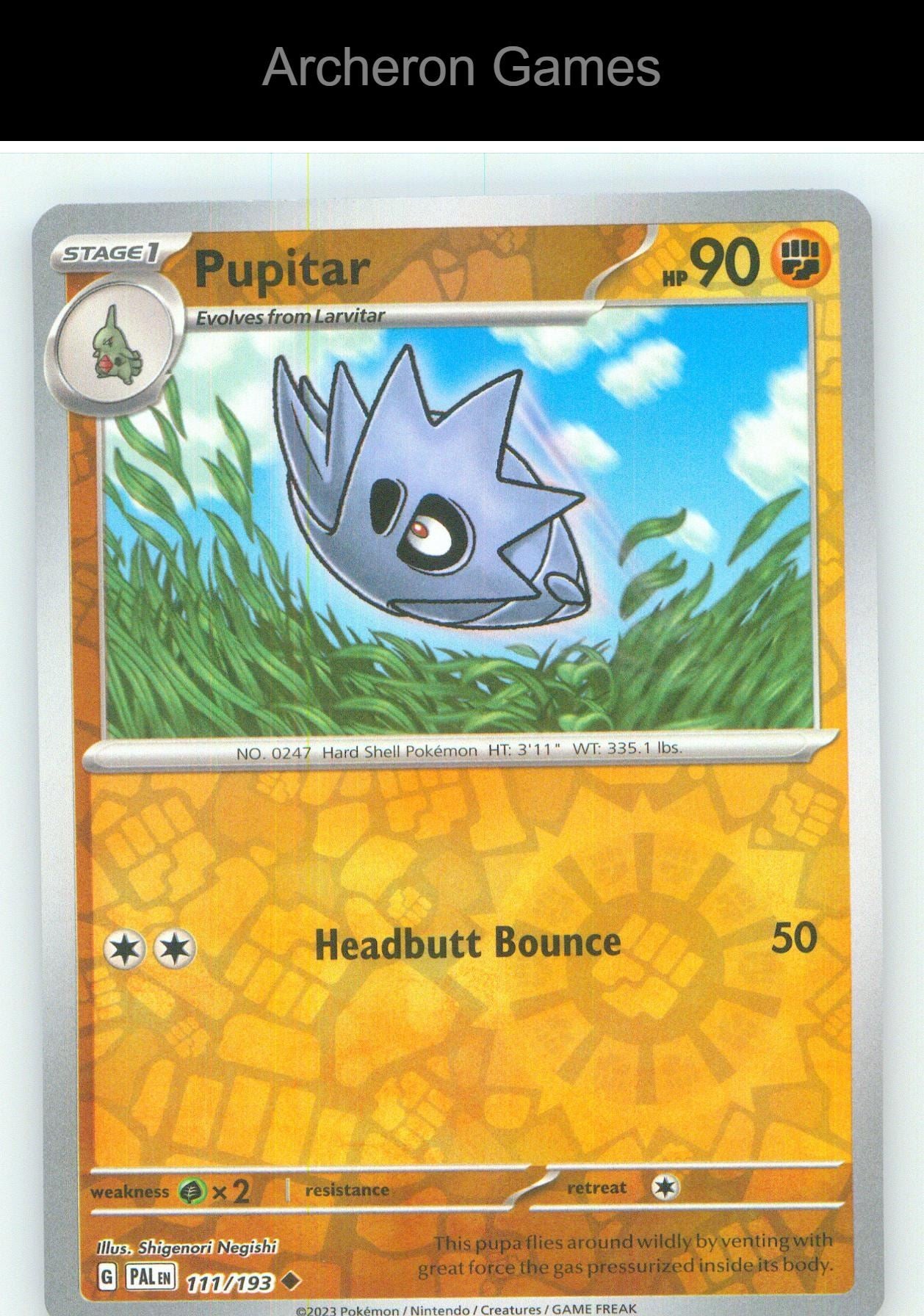 Pokemon Card Pupitar PAL 111/193 UC Paldea Evolved Reverse Holo