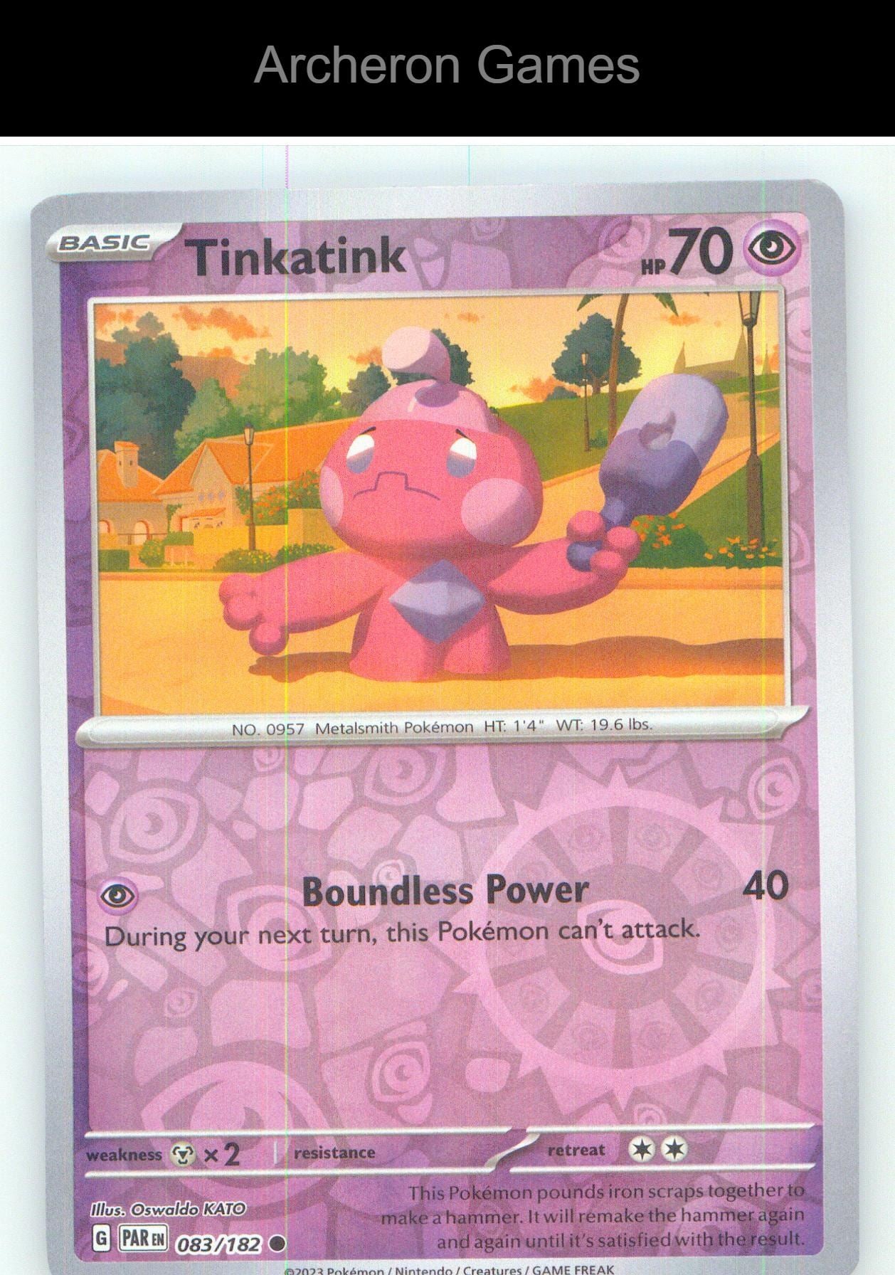 Pokemon Card Tinkatink PAR 083/182 C Paradox Rift Reverse Holo