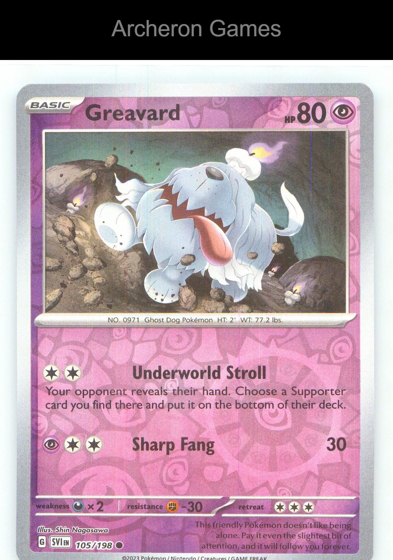 Pokemon Card Greavard SVI 105/198 C Scarlet & Violet Reverse Holo
