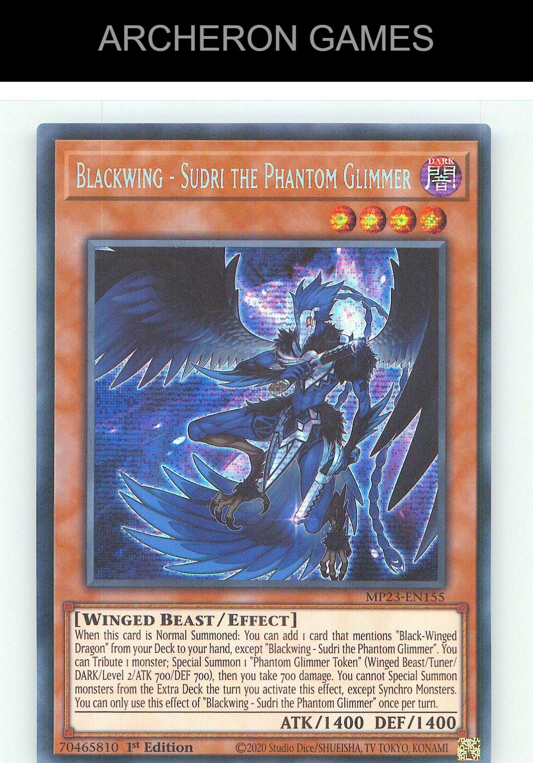 Blackwing - Sudri the Phantom Glimmer YUGIOH Card 1st Edition