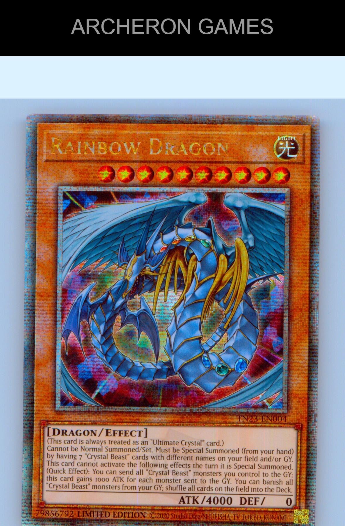 Rainbow Dragon (Quarter Century Secret Rare) YUGIOH Card Limited