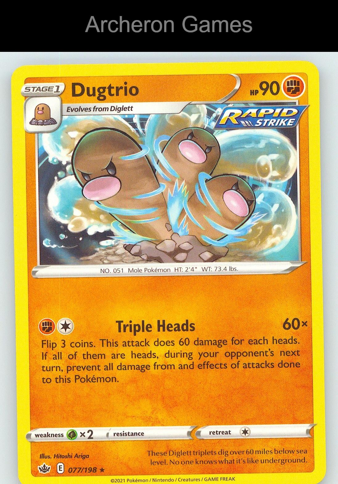 Pokemon Card Dugtrio CRE 077/198 R Chilling Reign