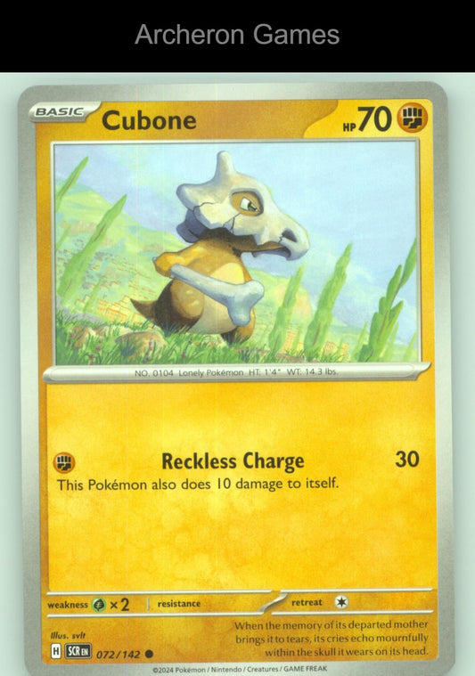 Pokemon Card Cubone SCR 72/142 C Stellar Crown