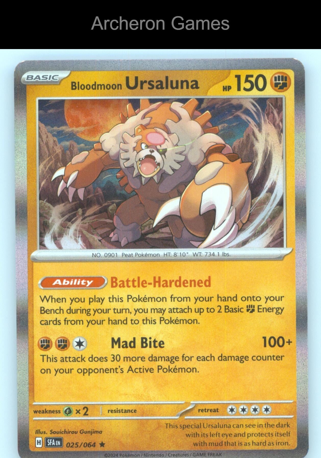 Pokemon Card Bloodmoon Ursaluna SFA 025/064 R Shrouded Fable Holo
