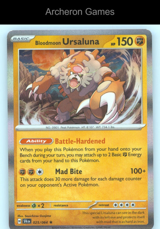 Pokemon Card Bloodmoon Ursaluna SFA 025/064 R Shrouded Fable Holo