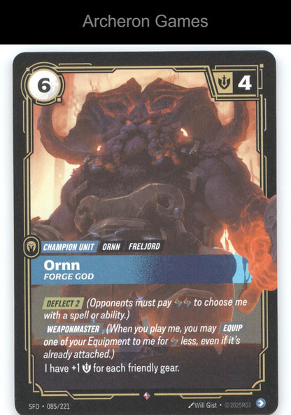 Ornn - Forge God SFD 085/221 R  Card Spiritforged