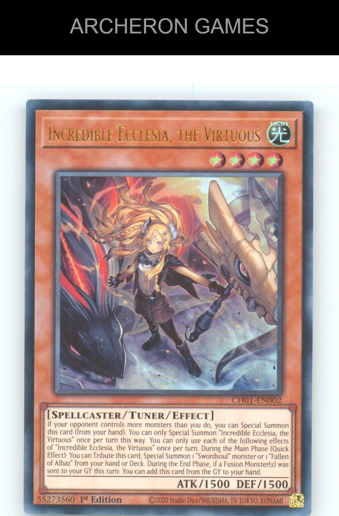 Incredible Ecclesia, the Virtuous Ultra Rare YUGIOH Card 1st Edition