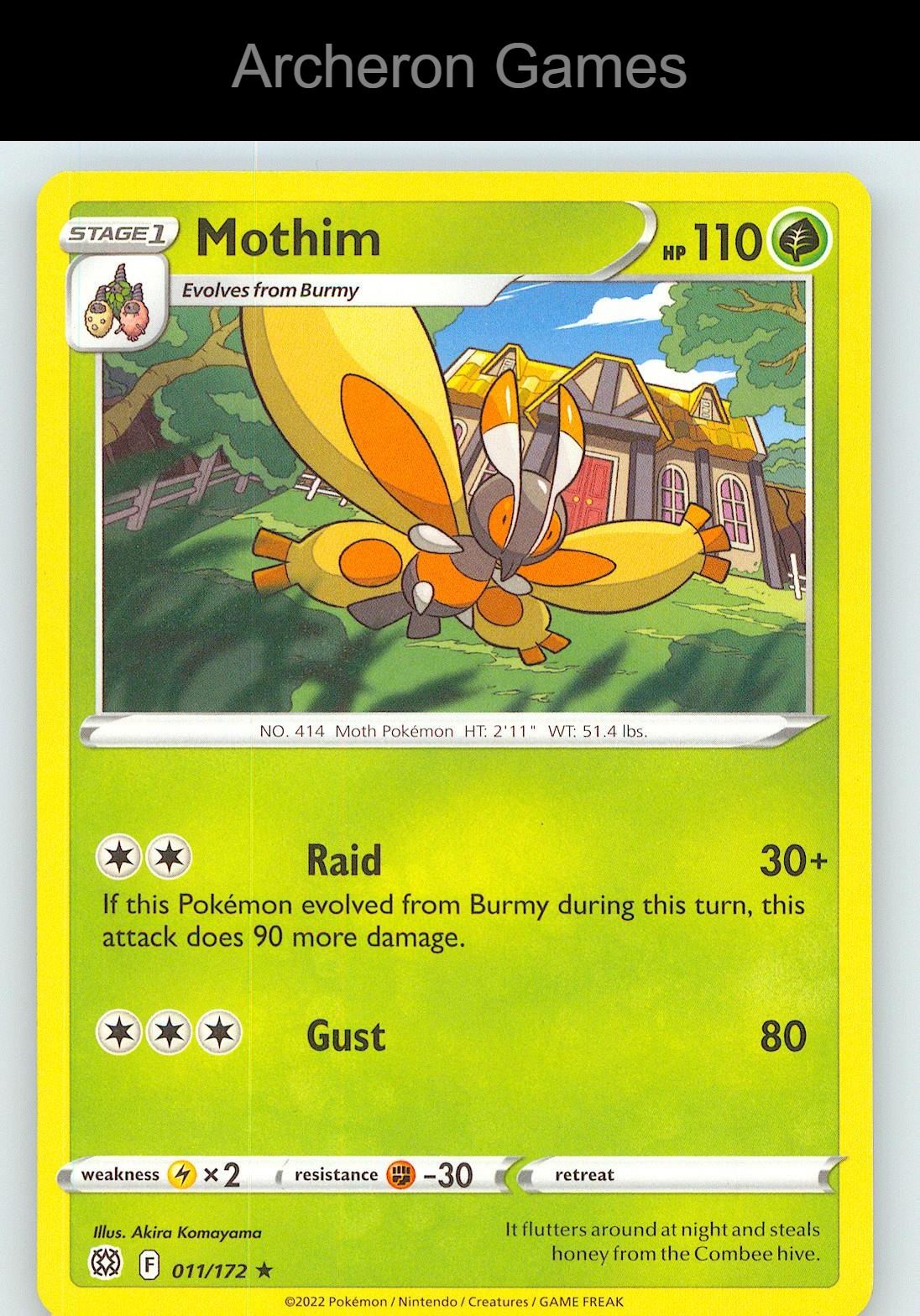 Pokemon Card Mothim BRS 011/172 R Brilliant Stars
