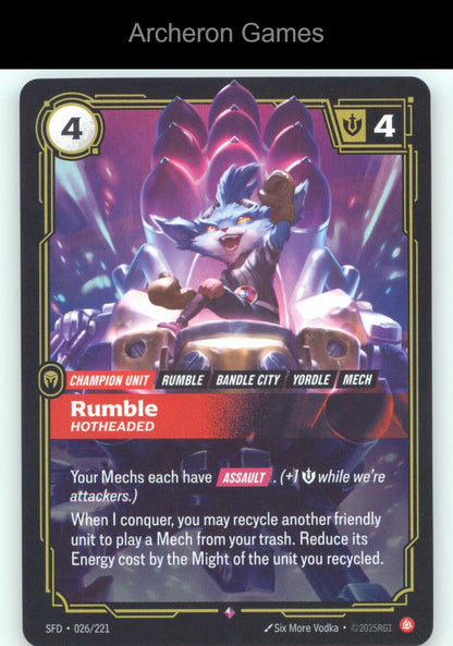 Rumble - Hotheaded SFD 026/221 R  Card Spiritforged
