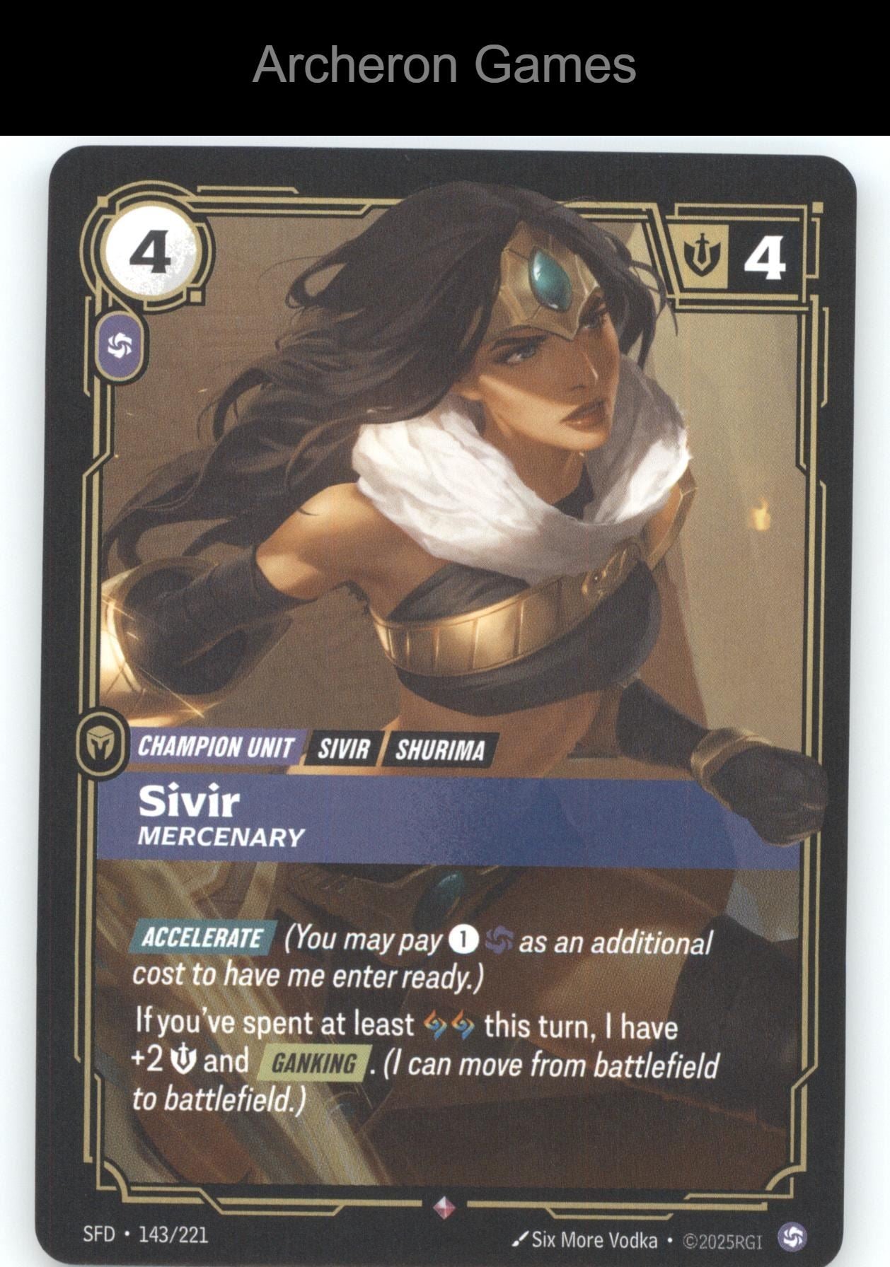 Sivir - Mercenary SFD 143/221 R  Card Spiritforged