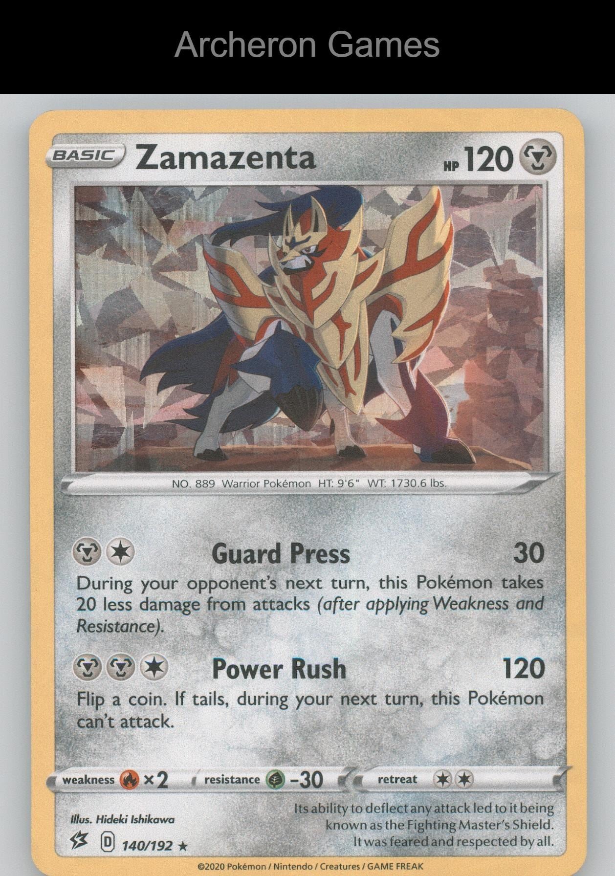 Pokemon Card Zamazenta (Cracked Ice Holo) PR 140/192 Holo Rare Deck Exclusives