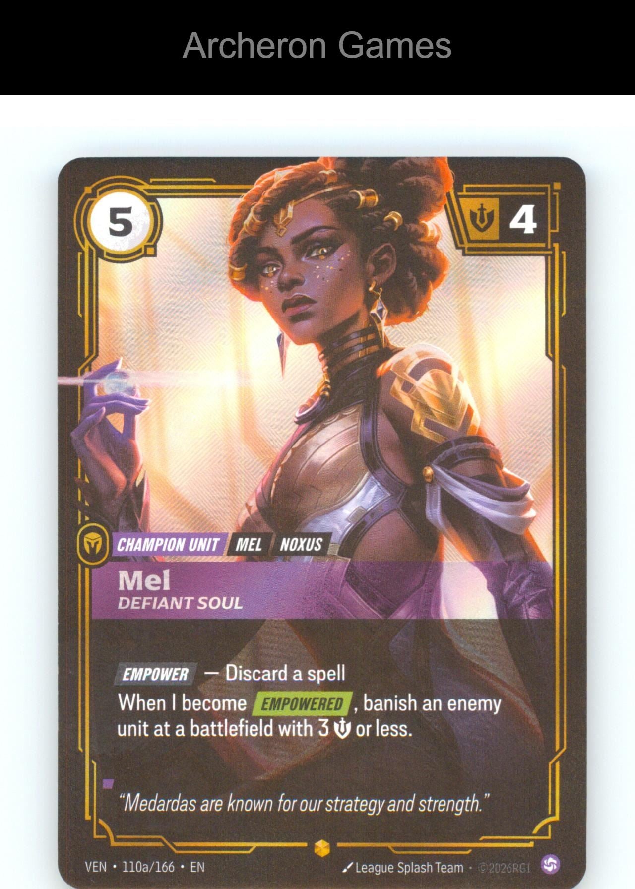 Mel - Defiant Soul (Alternate Art) VEN 110a/166 Vendetta Riftbound Card Foil