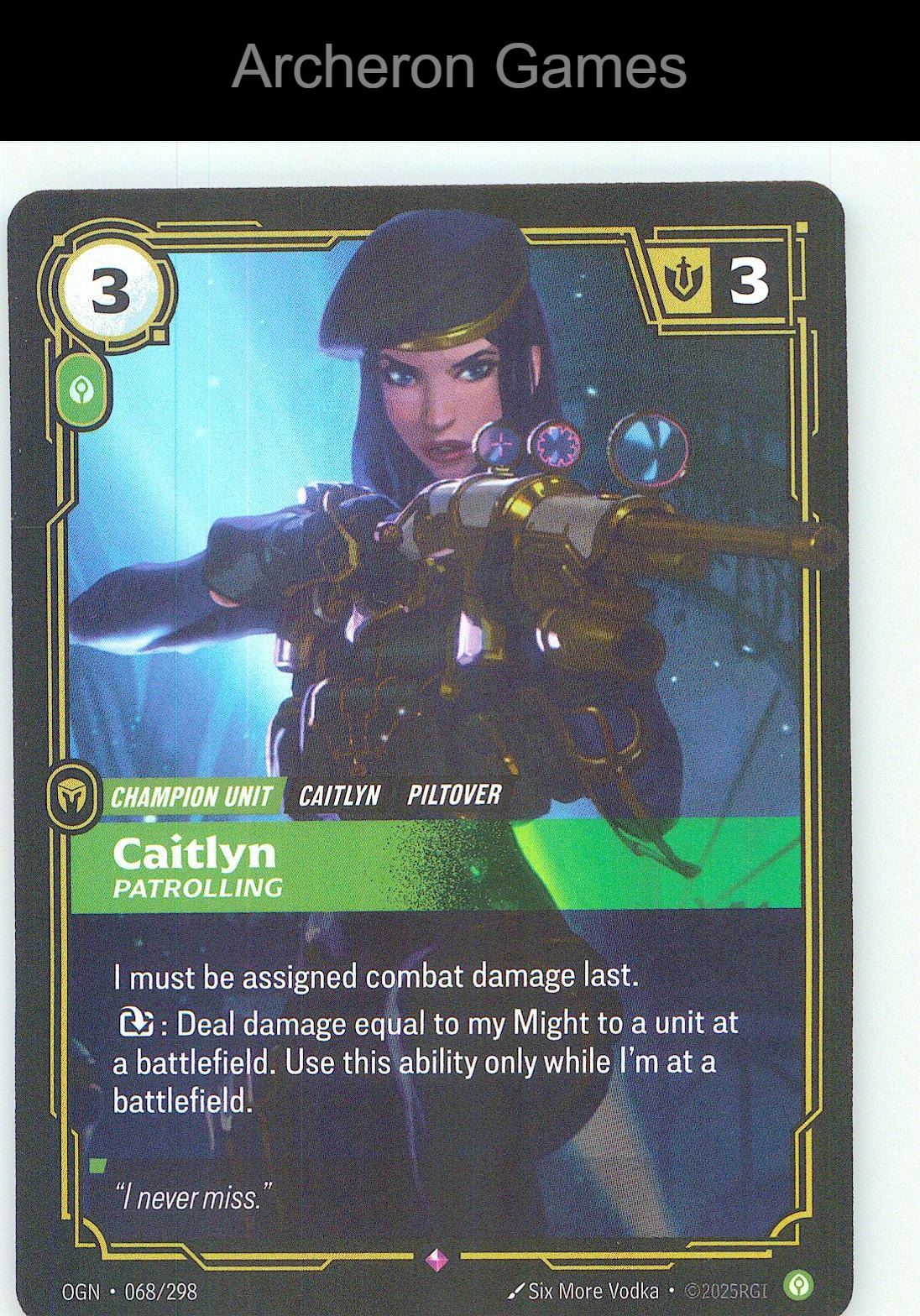 Caitlyn - Patrolling OGN 068/298 R Origins Riftbound Card