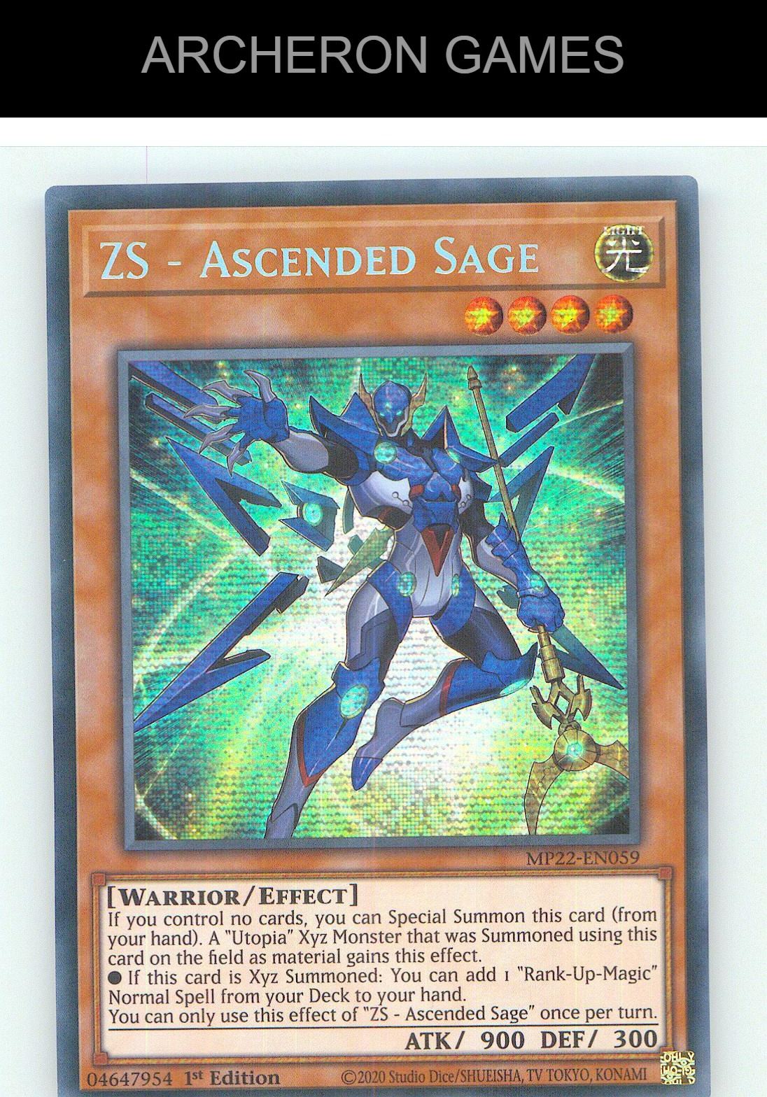 ZS - Ascended Sage Prismatic Secret Rare YUGIOH Card 1st Edition
