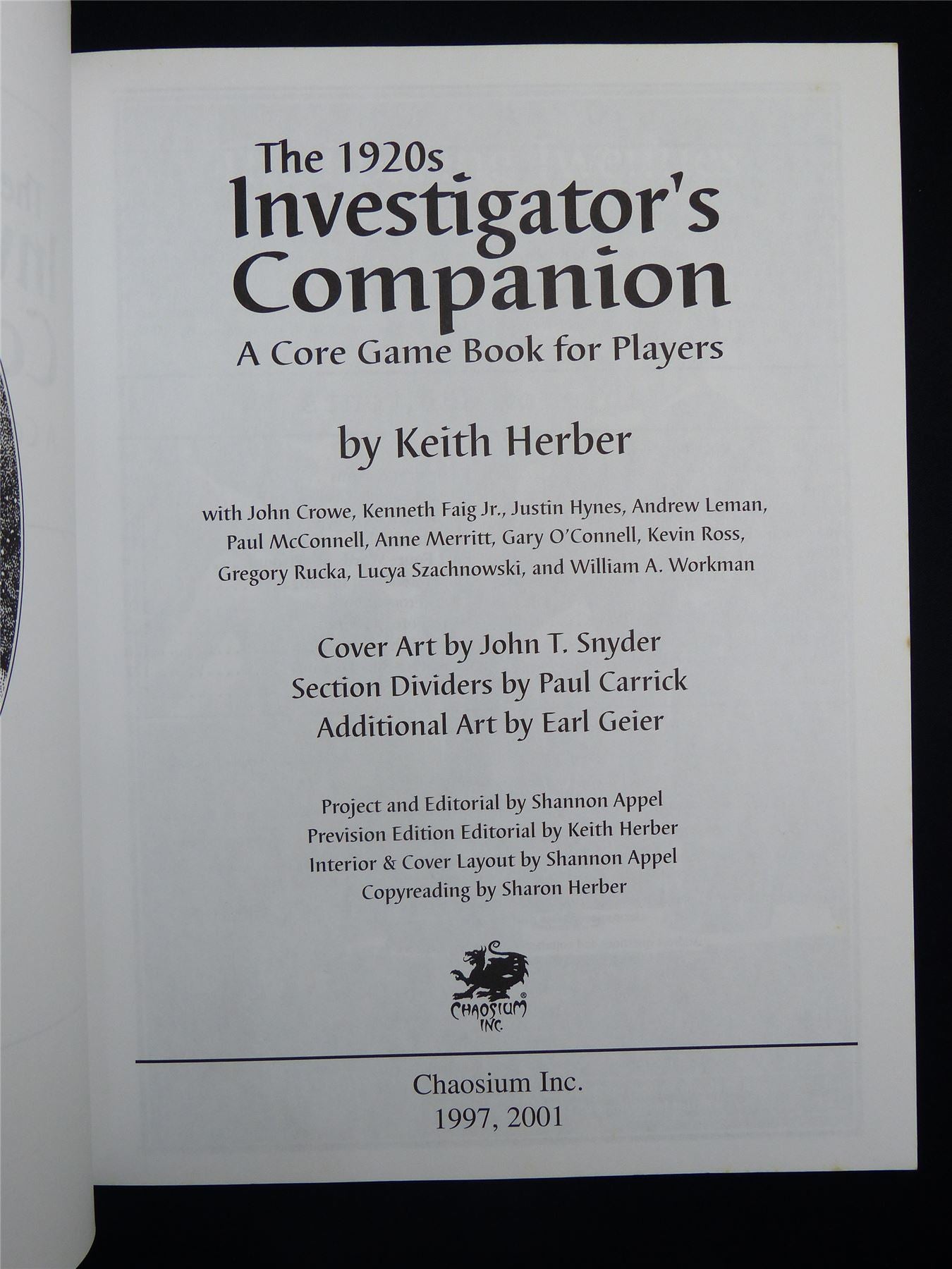 Call of Cthulhu: The 1920s Investigator's Companion Core Game Book - Roleplaying Softback #2MG