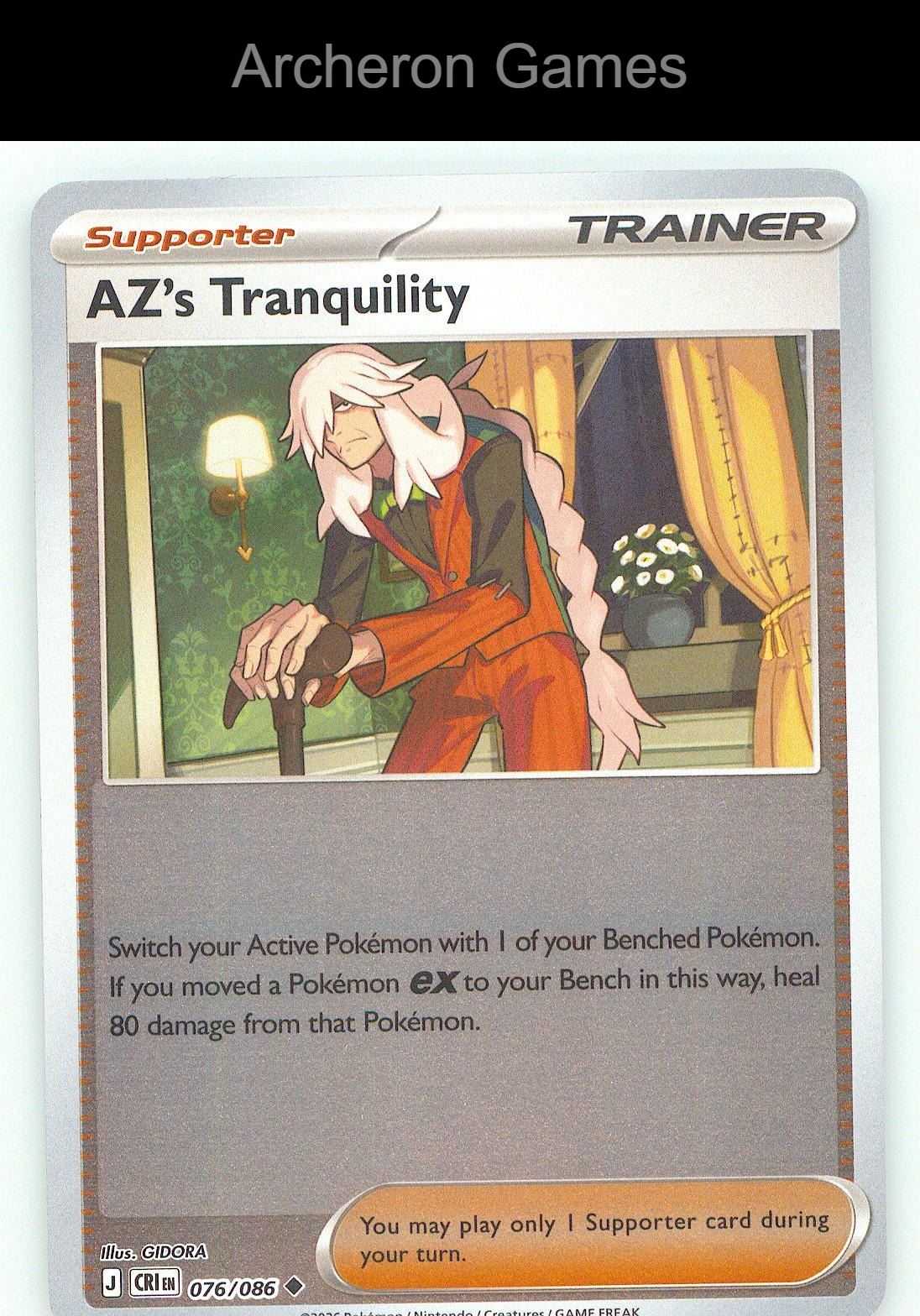 Pokemon Card AZ's Tranquility ME04 076/086 UC Chaos Rising Reverse Holo