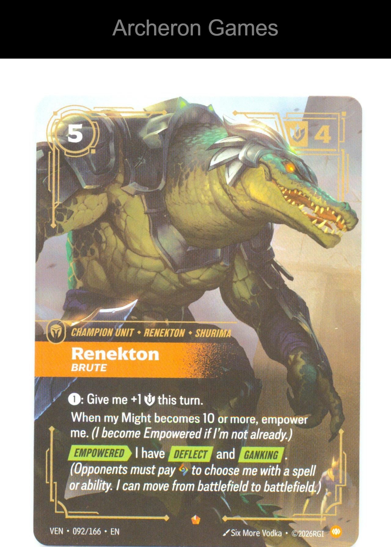 Renekton - Brute VEN 092/166 Epic Vendetta Riftbound Card Foil