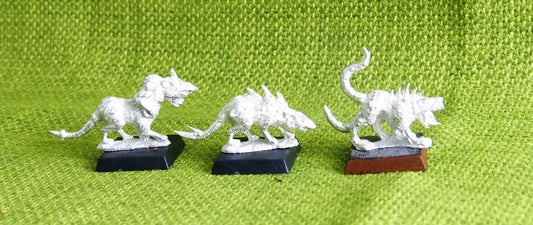 OOP Classic Metal Skaven Rats x 3 - Warhammer AoS 40k #EH