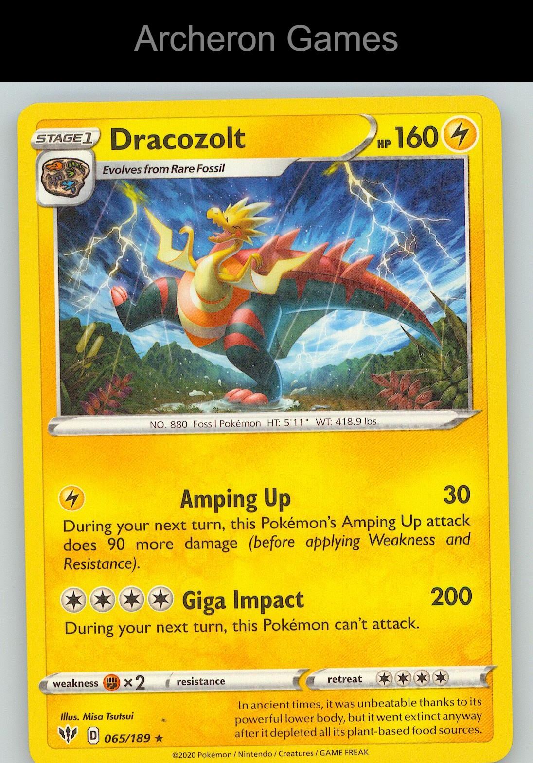 Pokemon Card Dracozolt DAA 065/189 R Darkness Ablaze