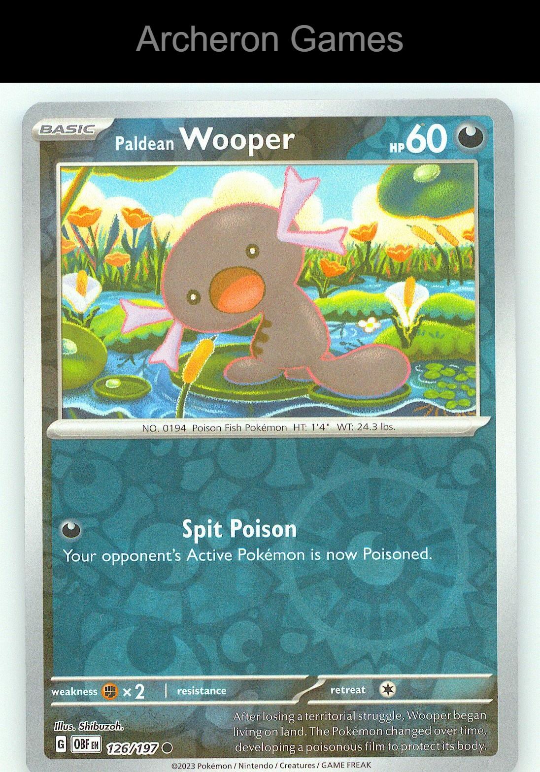 Pokemon Card Paldean Wooper OBF 126/197 C Obsidian Flames Reverse Holo