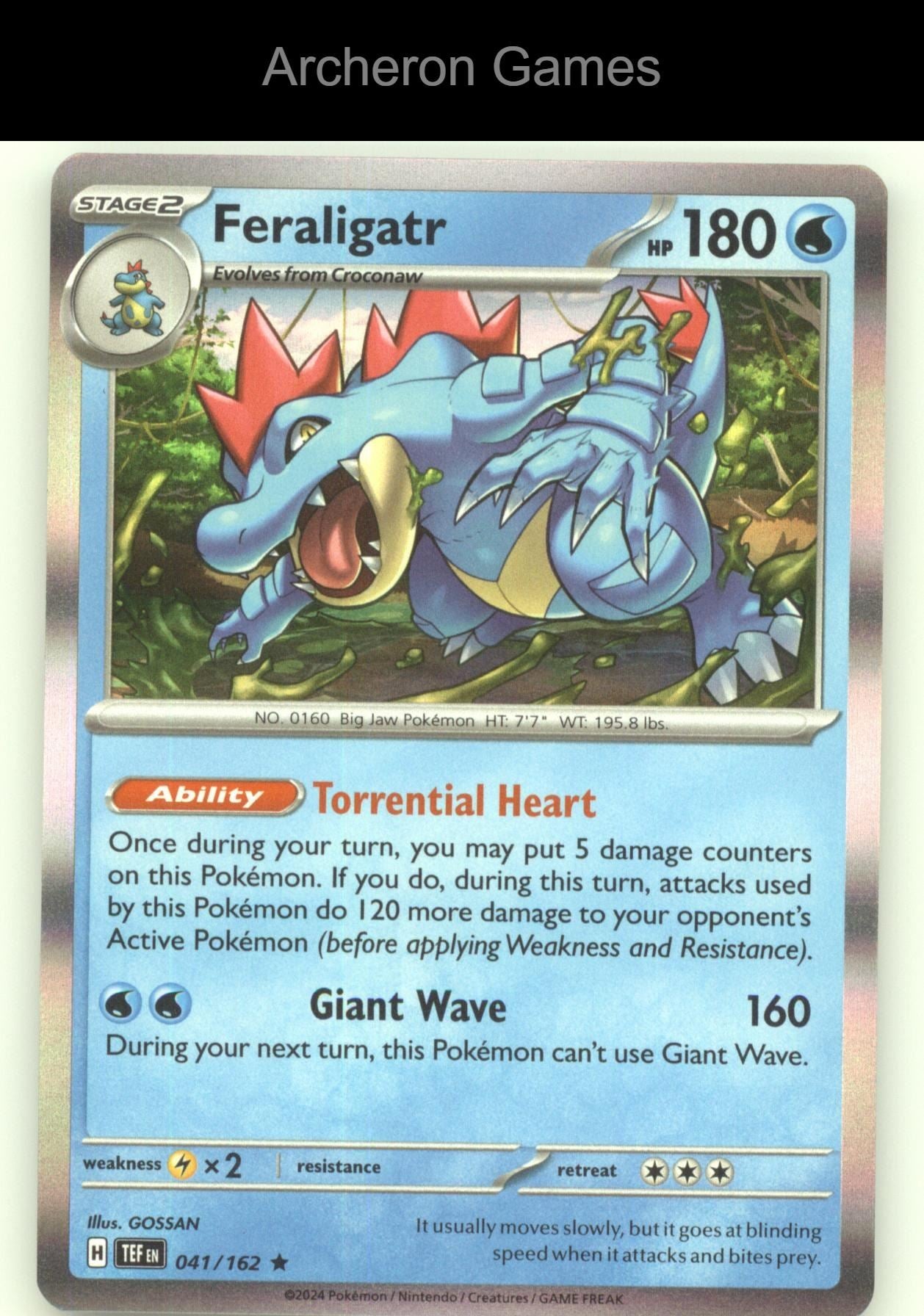 Pokemon Card Feraligatr TEF 041/162 R Temporal Forces Holo