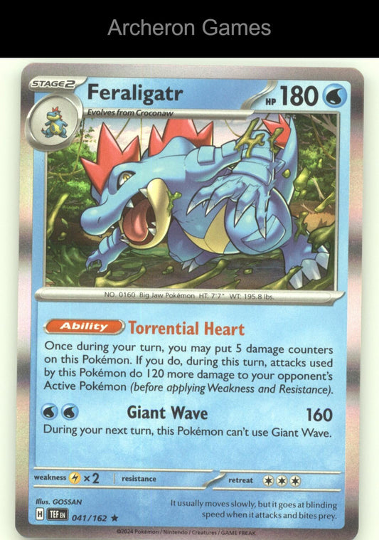Pokemon Card Feraligatr TEF 041/162 R Temporal Forces Holo