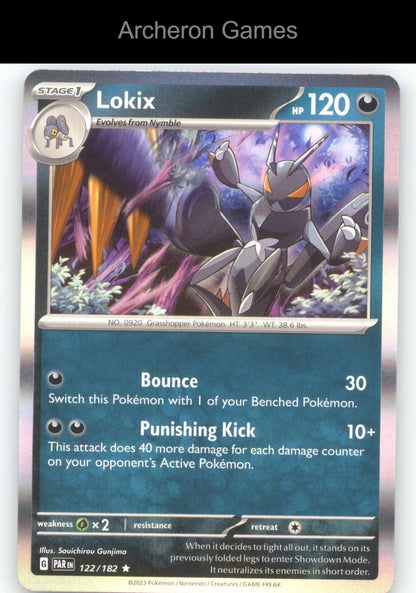 Pokemon Card Lokix PAR 122/182 R Paradox Rift Holo