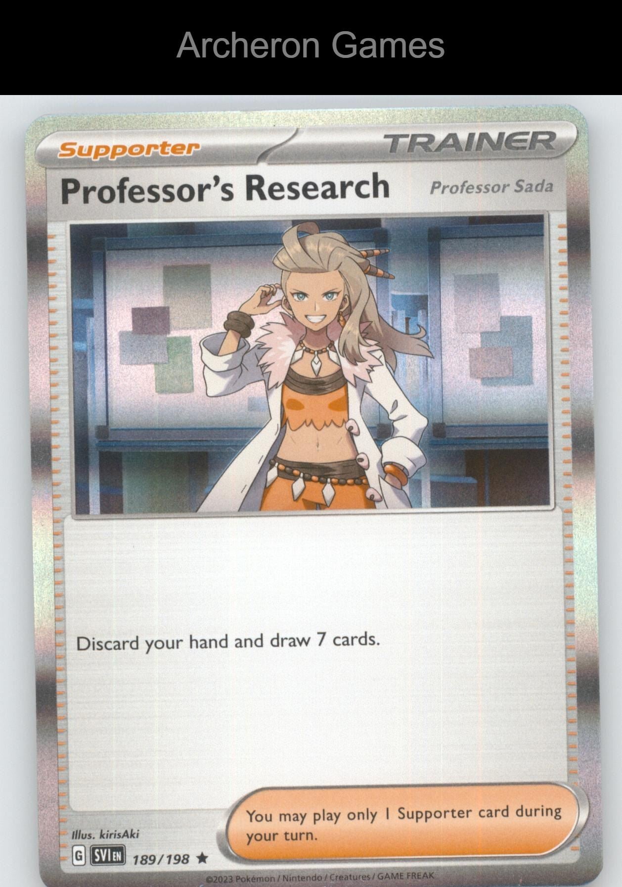 Pokemon Card Professor's Research (Professor Sada) SVI 189/198 Scarlet & Violet